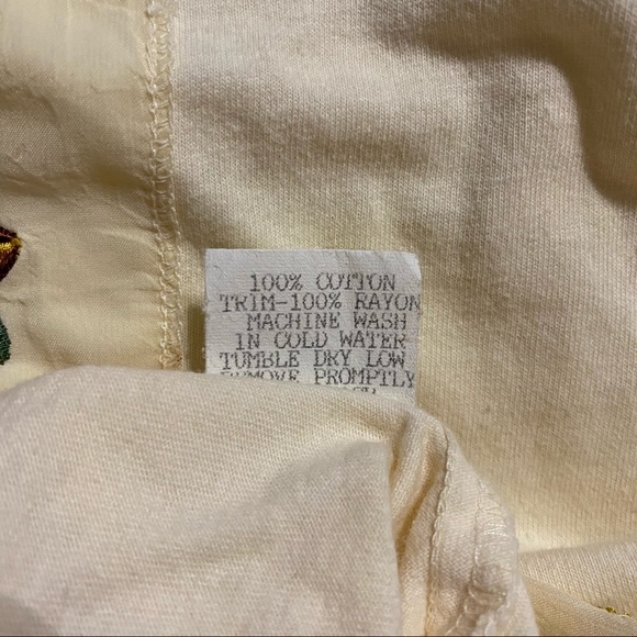 Vintage Pictures By Johnny Was Cream Acorn Leaf Fall Embroidered Tank Dress - Picture 7 of 7